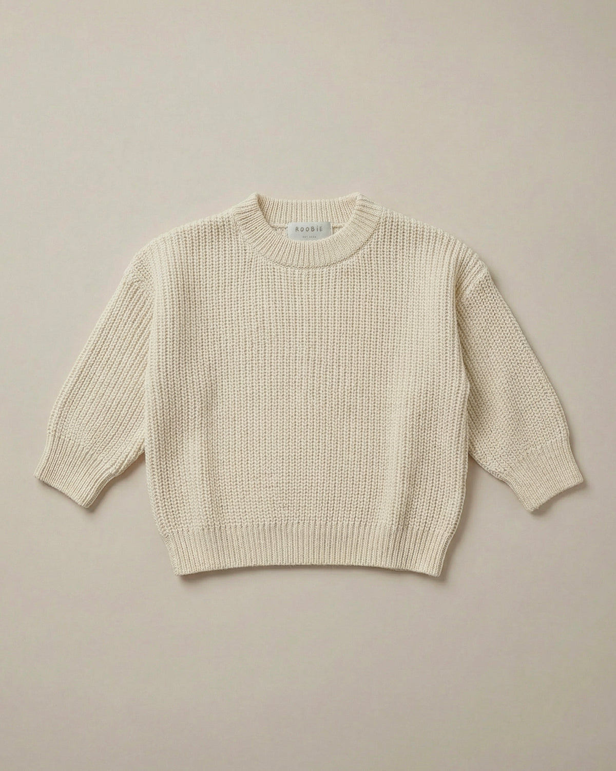 Oversized Cotton Chunky Knit Sweater - Macadamia Milk