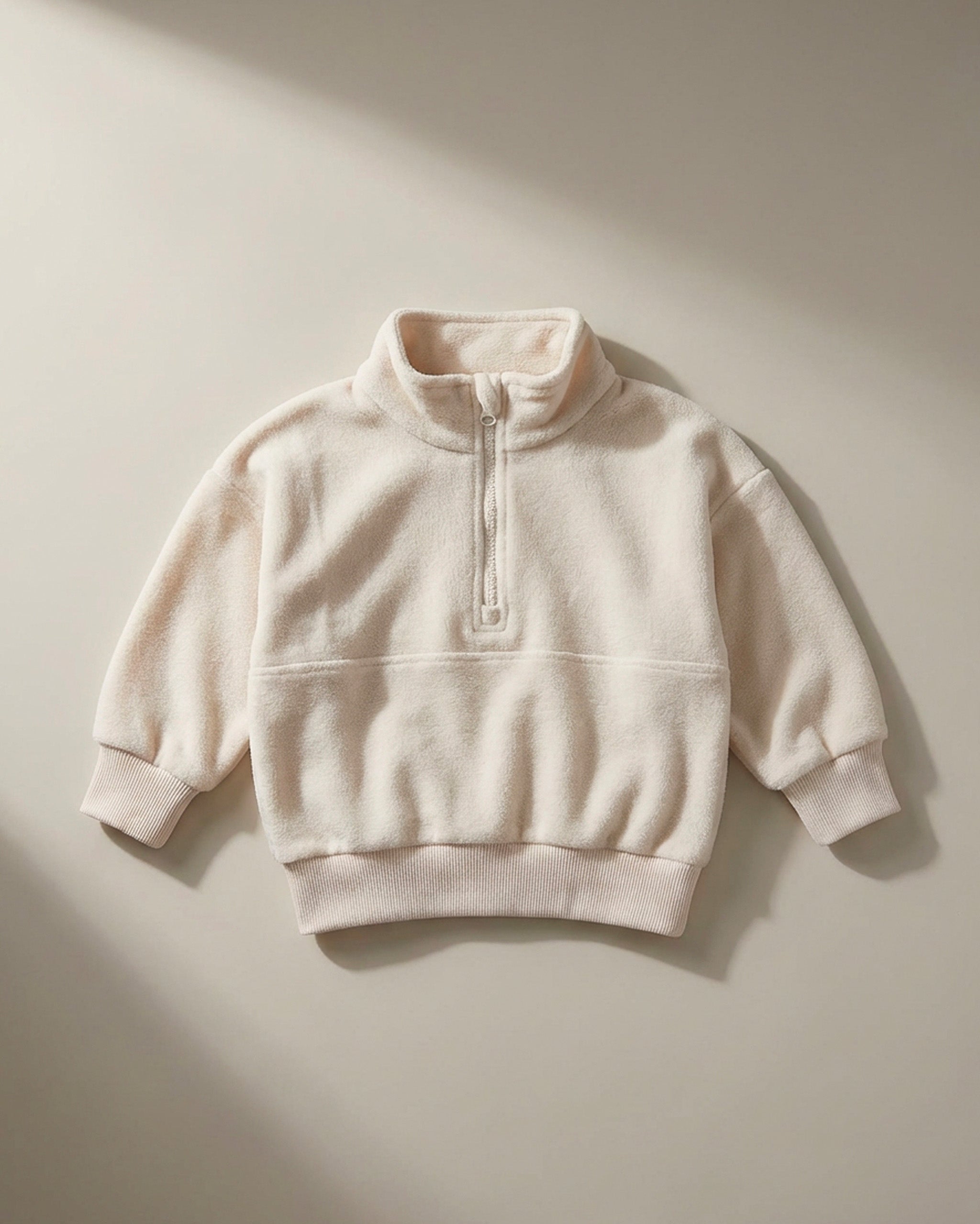 FLEECE QUARTER ZiP JUMPER - MACADAMiA MiLK
