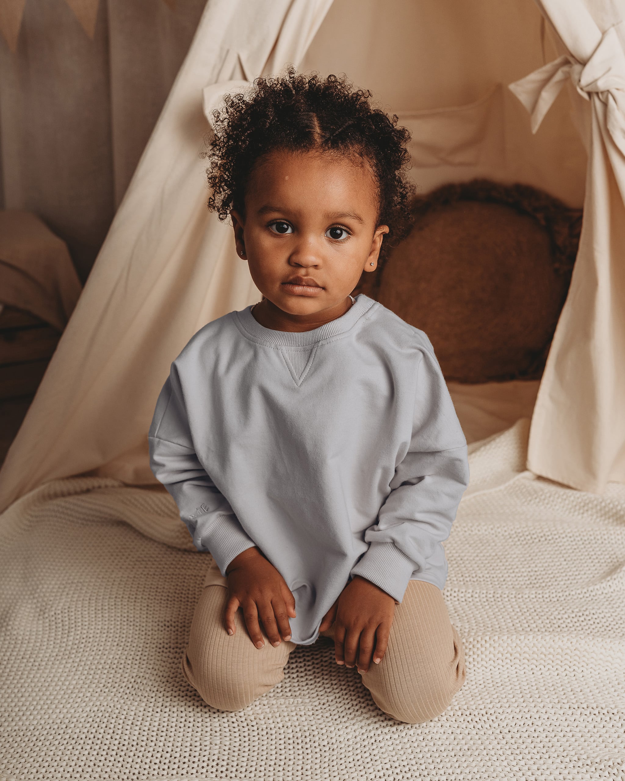 ROOBiE oversized toddler jumper in BONDi BREEZE – soft blue sweatshirt, ideal for nursery and mix-and-match outfits
