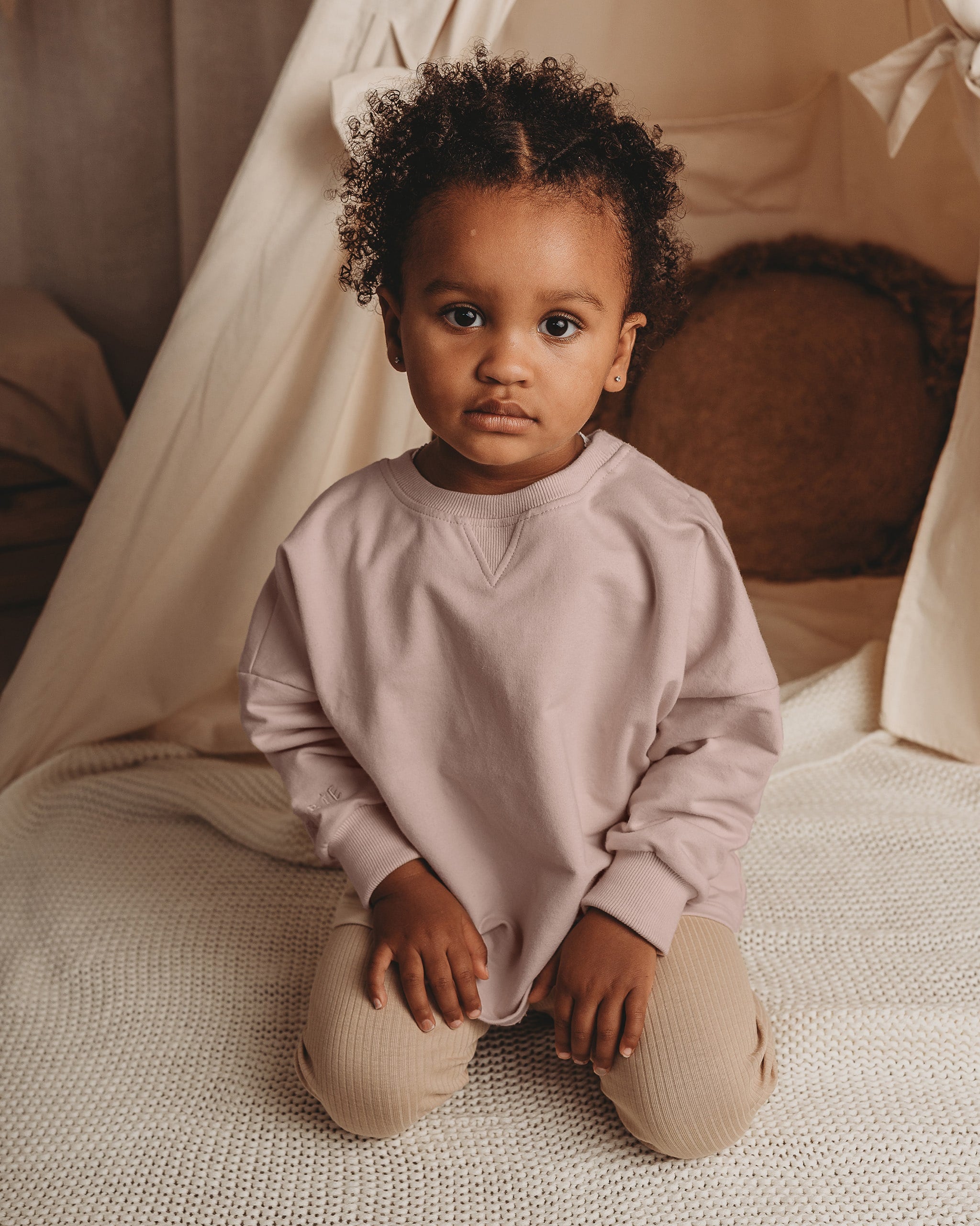 ROOBiE oversized toddler jumper in RASPBERRY WHiP – pink crew neck sweatshirt, nursery-friendly and mix-and-match ready