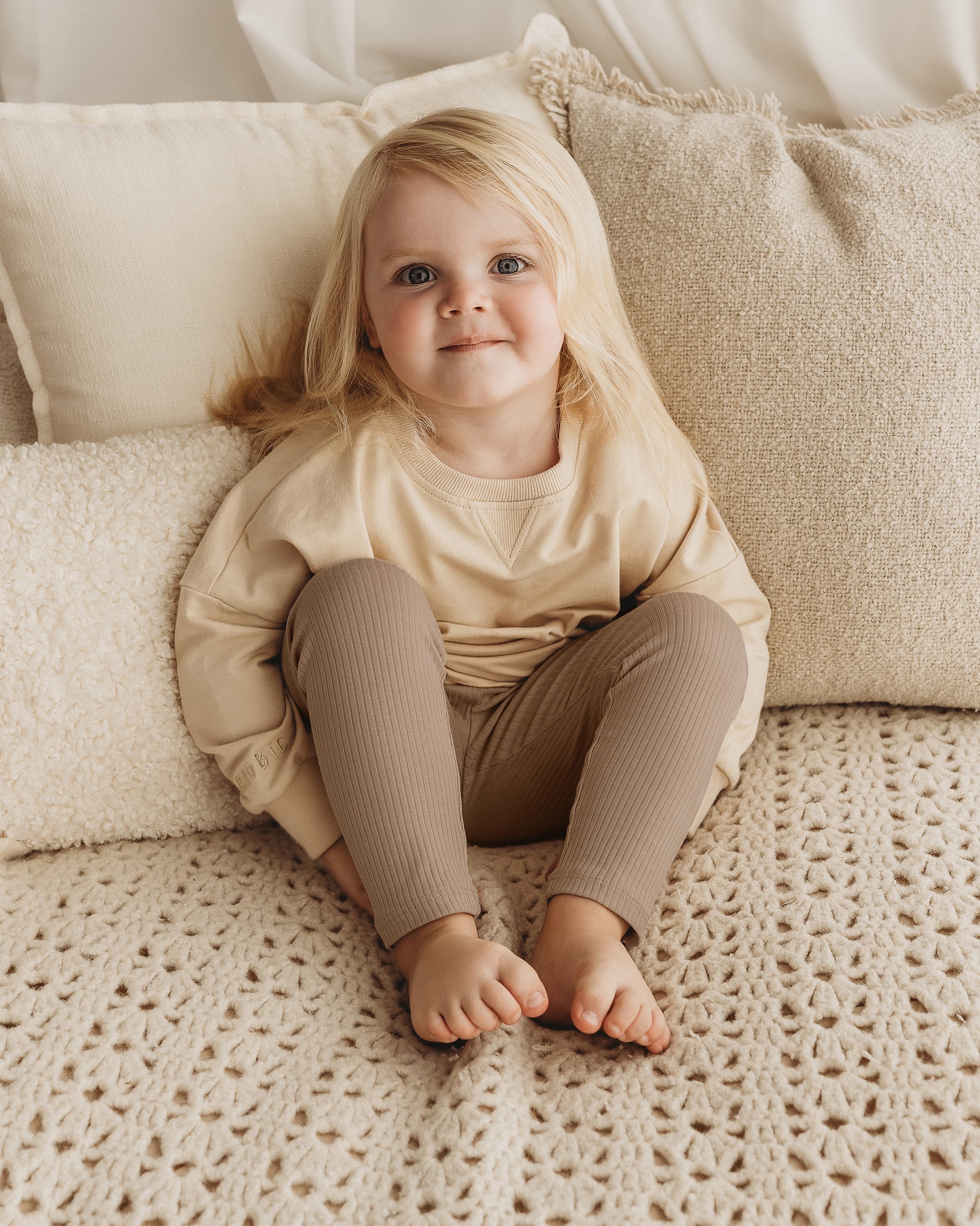 ROOBiE toddler leggings in CHOCCY BiCCY – brown ribbed toddler leggings, nursery-friendly capsule essential