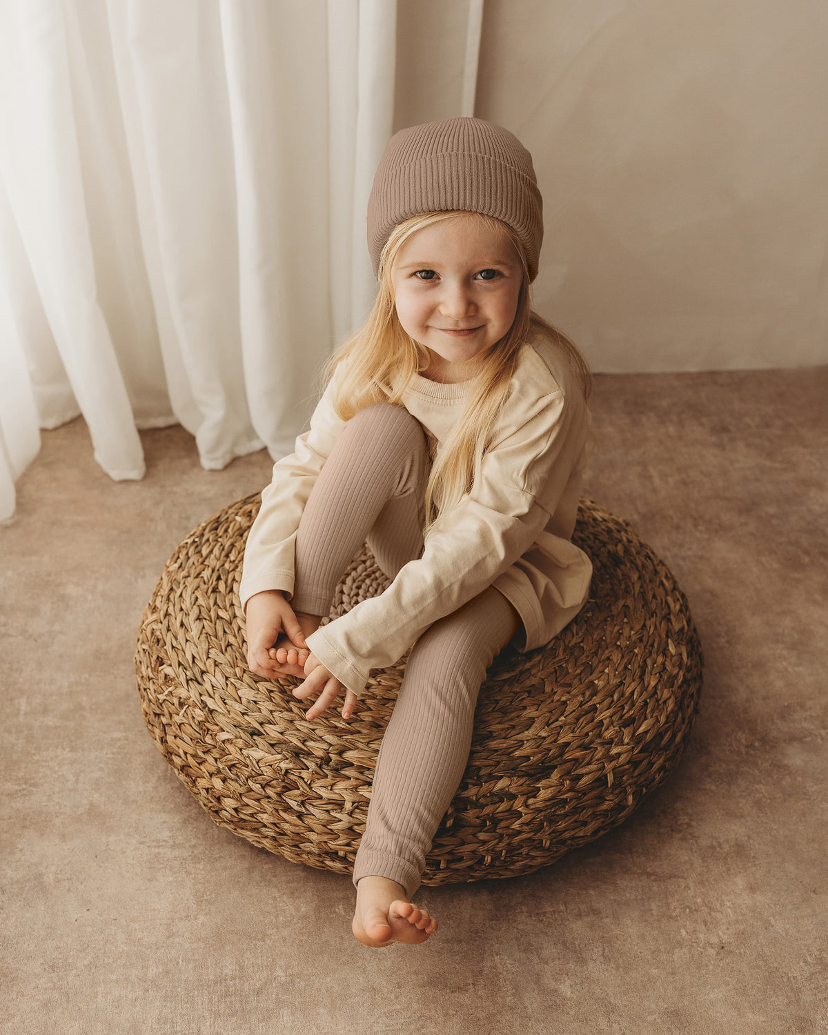 ROOBiE toddler leggings in CHOCCY BiCCY – brown ribbed toddler leggings, nursery-friendly capsule essential