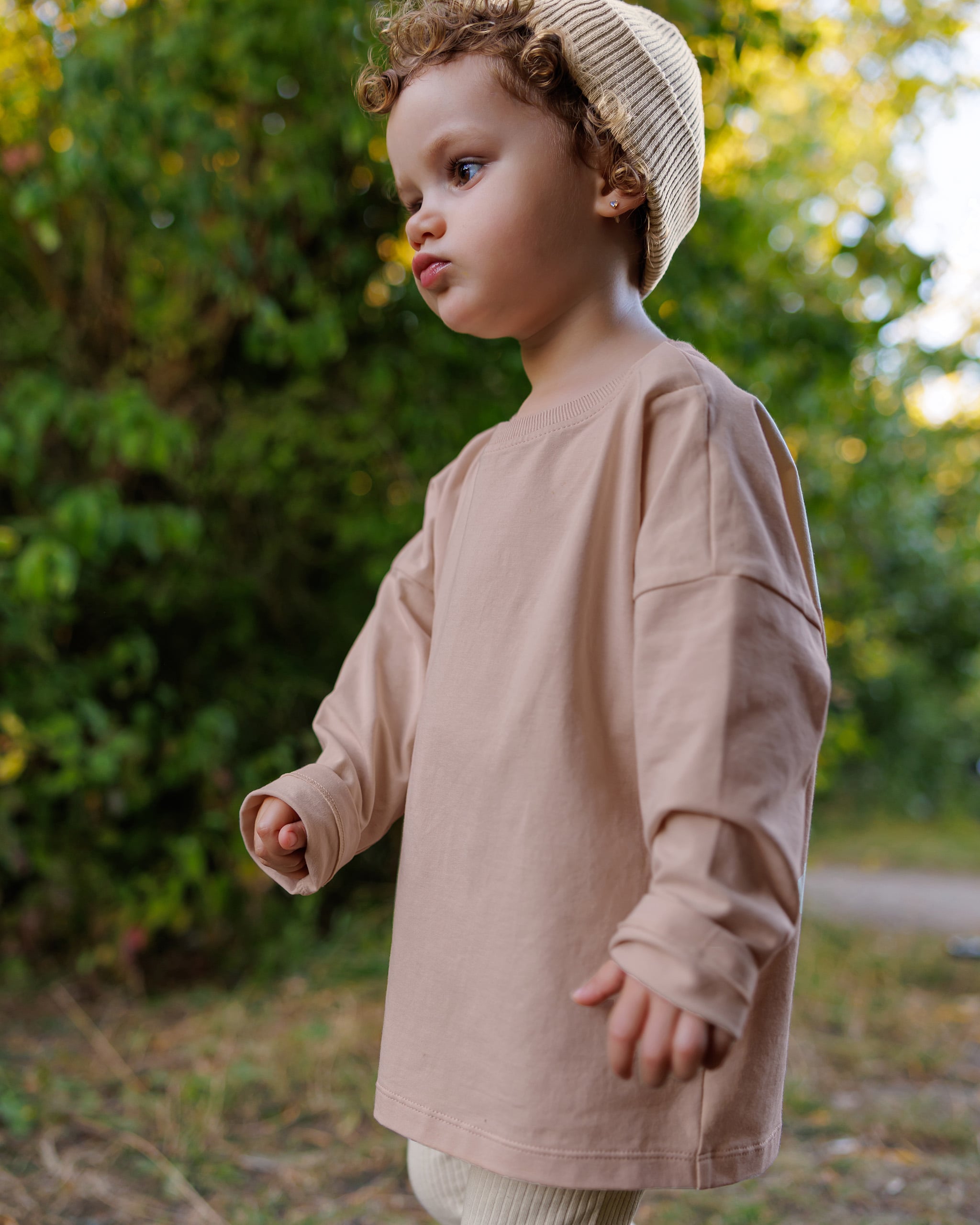 ROOBiE toddler long sleeve tee in RASPBERRY WHiP – pink ribbed toddler top, versatile nursery-friendly mix-and-match