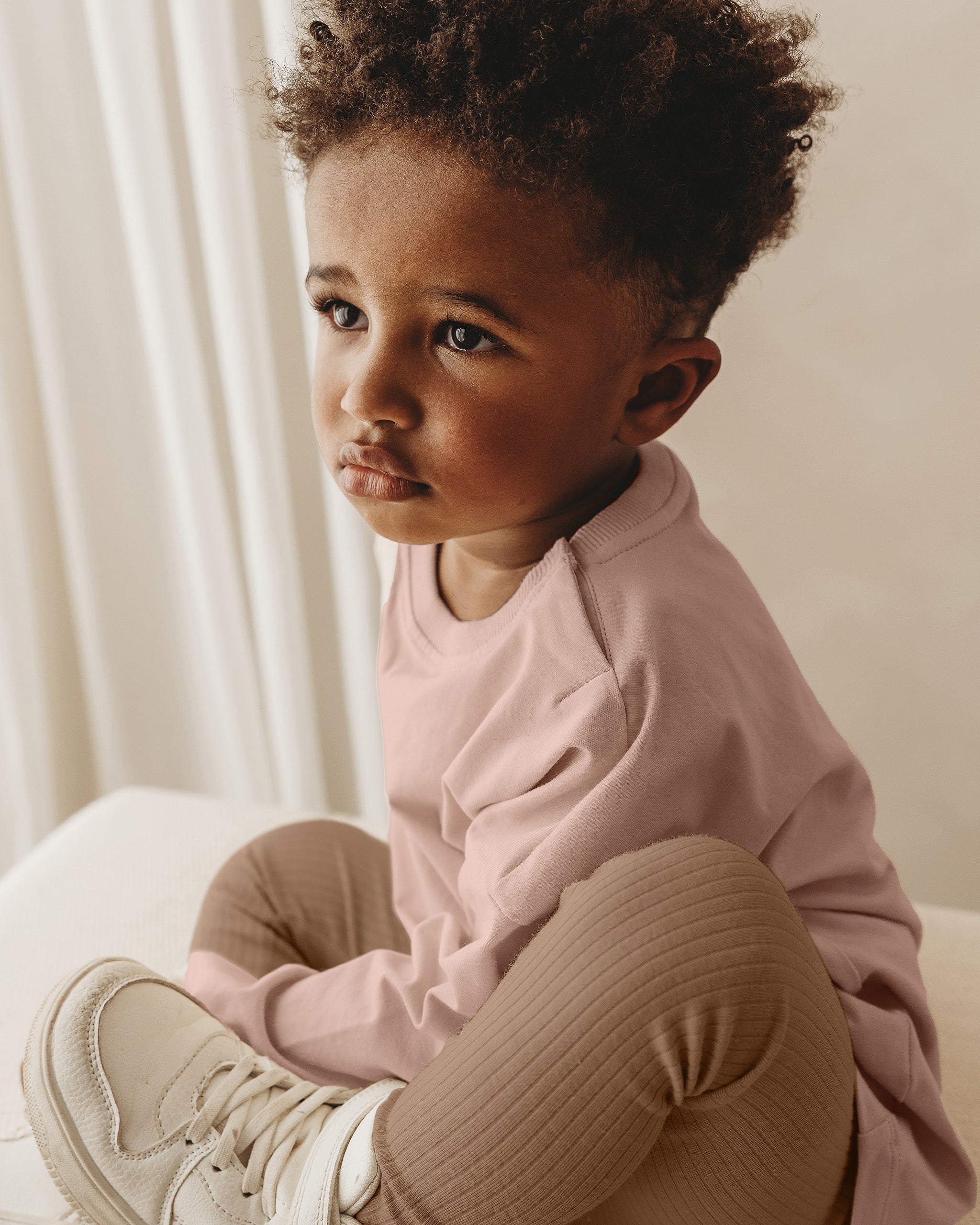 ROOBiE toddler long sleeve tee in RASPBERRY WHiP – pink ribbed toddler top, versatile nursery-friendly mix-and-match