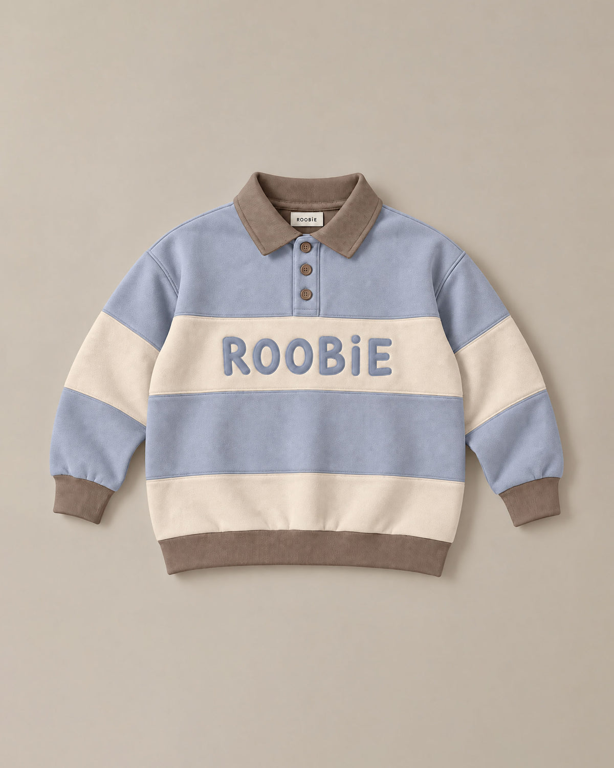 Oversized Cotton Rugby Top - Macadamia Milk + Bondi Breeze