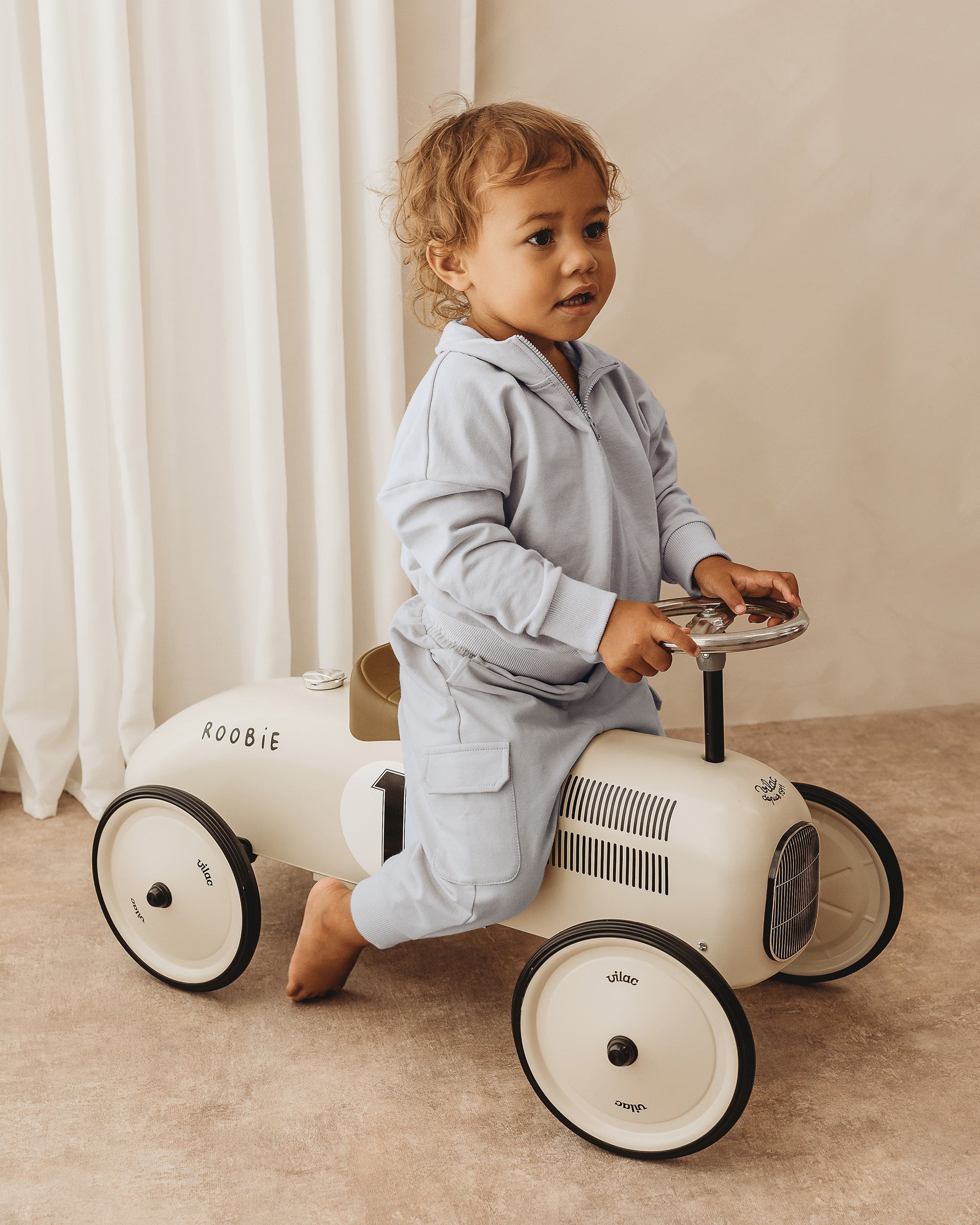 ROOBiE toddler quarter zip in BONDi BREEZE – blue half-zip sweatshirt, ideal for nursery and mix-and-match