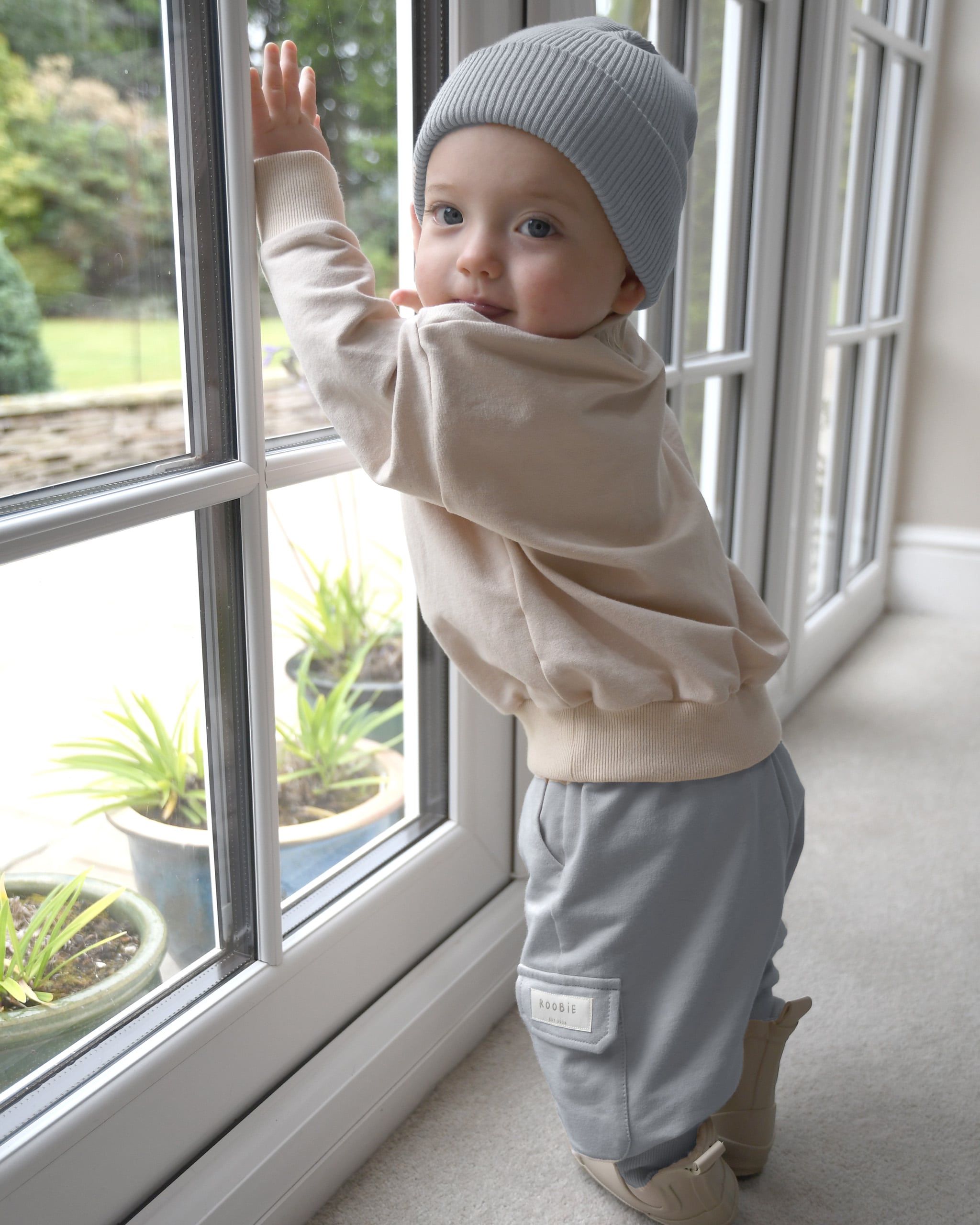 ROOBiE toddler beanie hat in BONDi BREEZE – blue ribbed knit toddler beanie, mix-and-match style