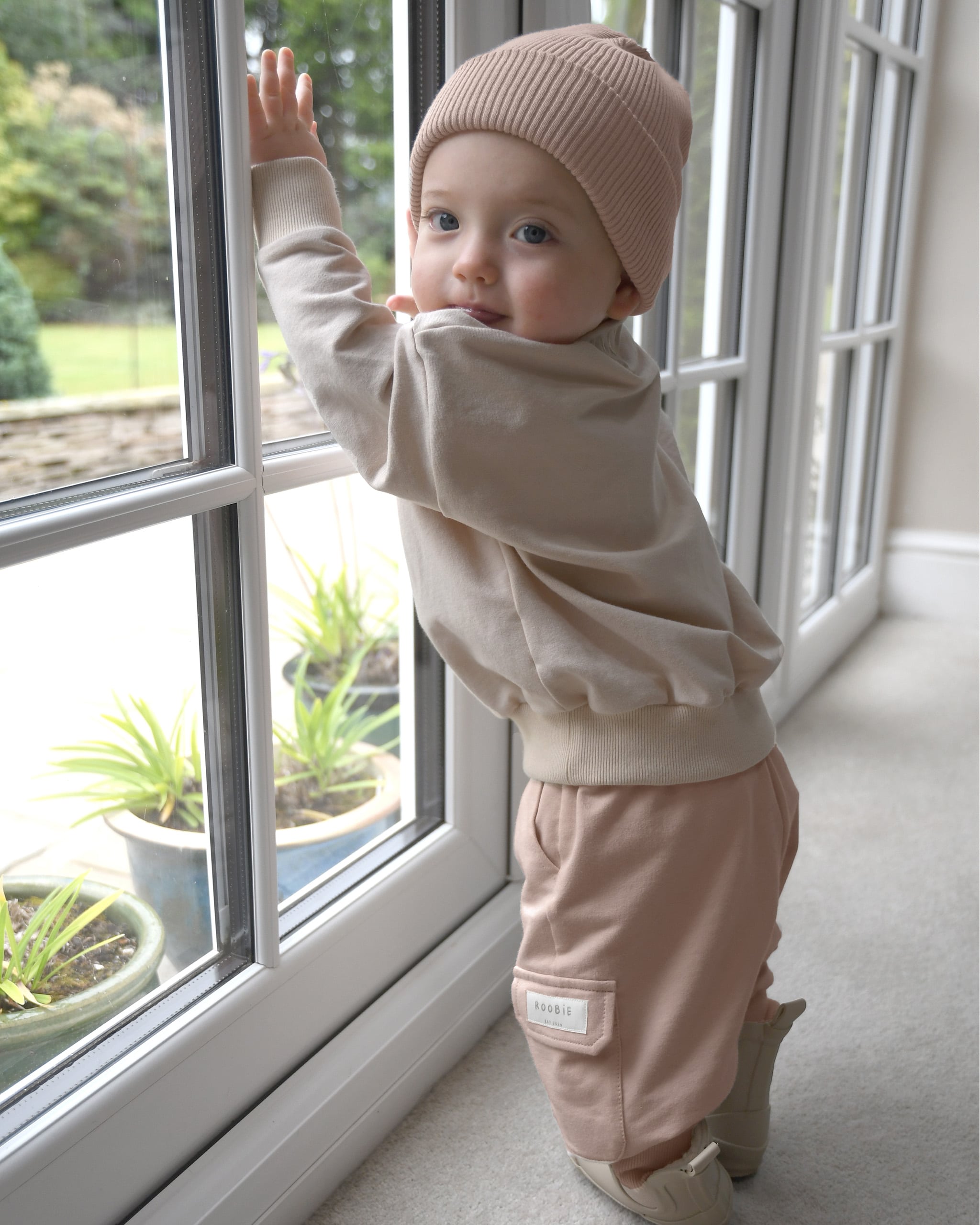 ROOBiE toddler beanie hat in RASPBERRY WHiP – pastel pink ribbed knit toddler beanie, versatile capsule accessory