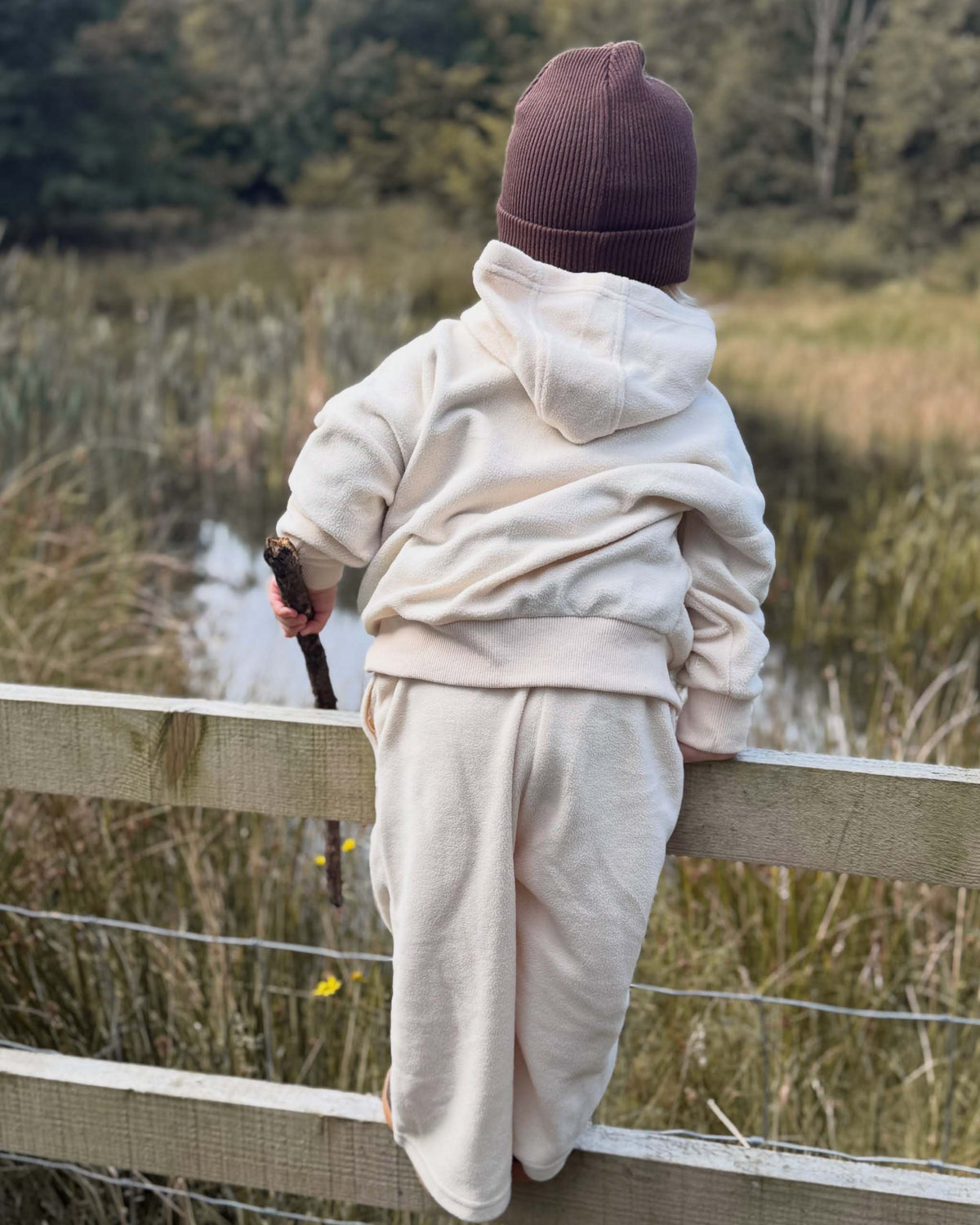 Fleece Zip Up Hoodie - Macadamia Milk