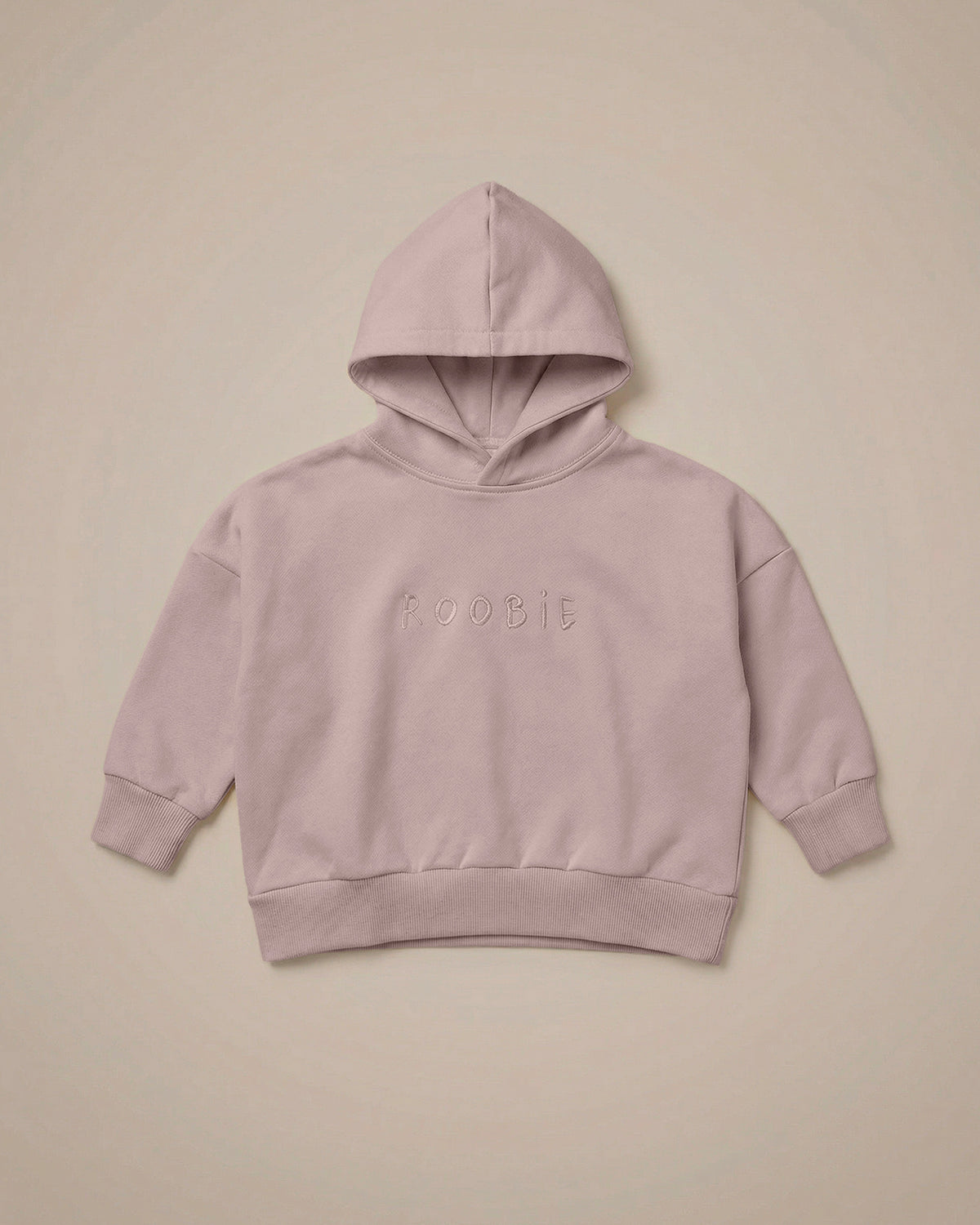 ROOBiE hoodie in soft pink, with oversized fit, hooded neckline and long sleeves.