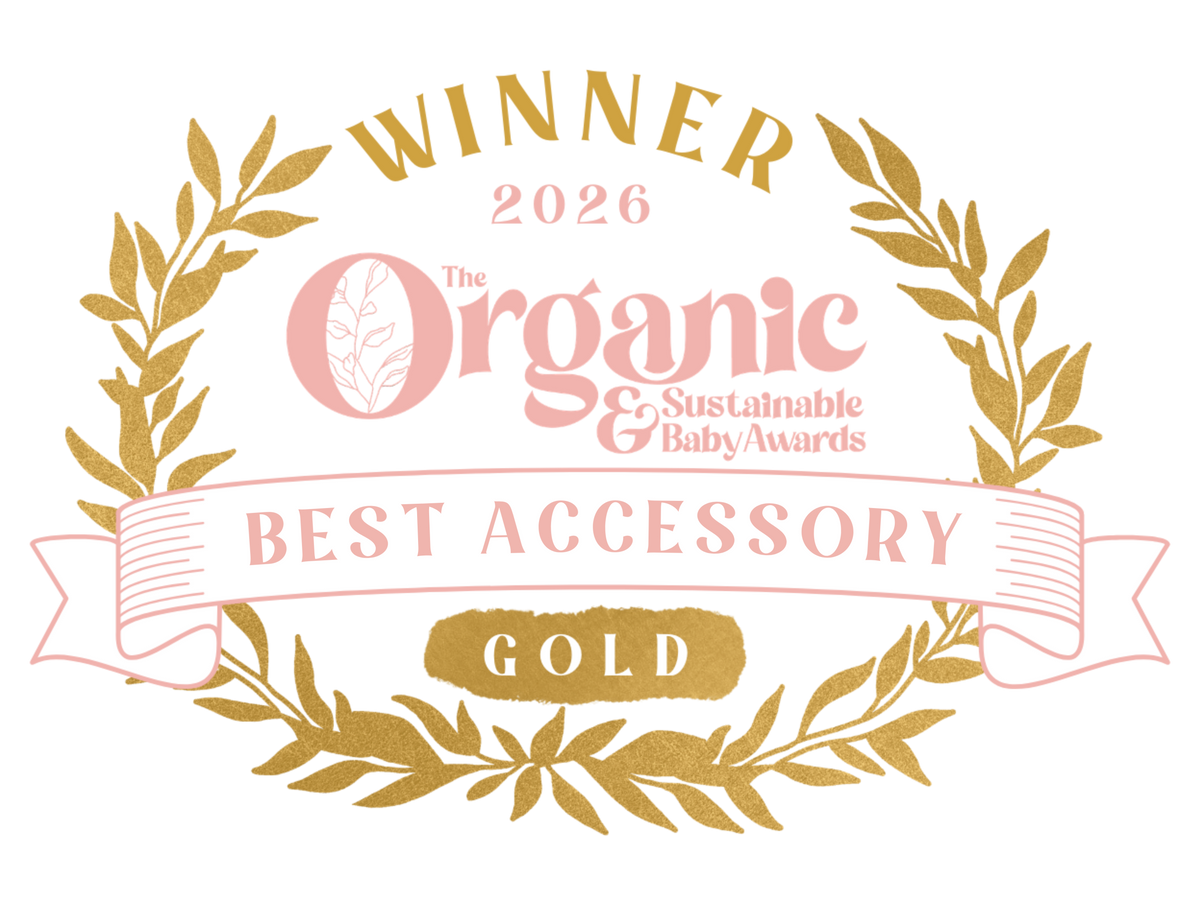 Award badge for 'Best Eco-Friendly Wipes' in 2026 from The Organic & Sustainable Baby Awards with gold leaves and a white background.