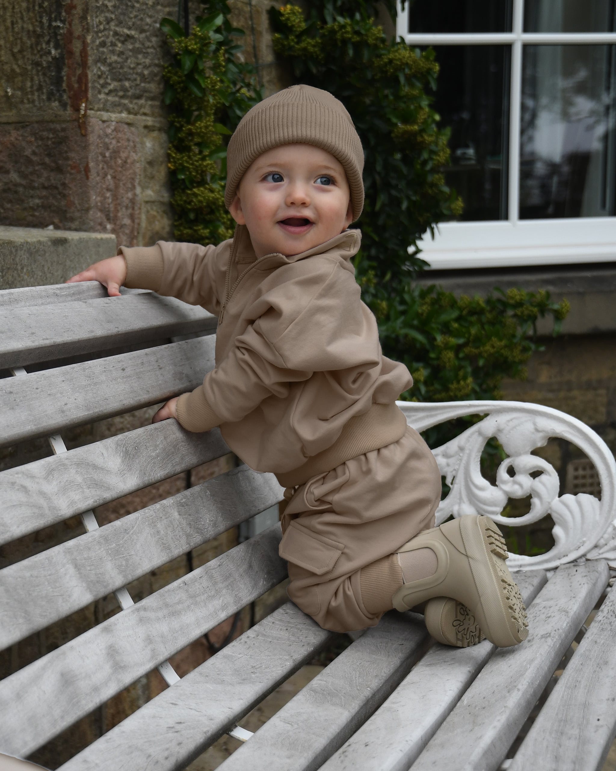 ROOBiE toddler cargo joggers in CHOCCY BiCCY – brown cargo joggers for toddlers, nursery-friendly capsule essential