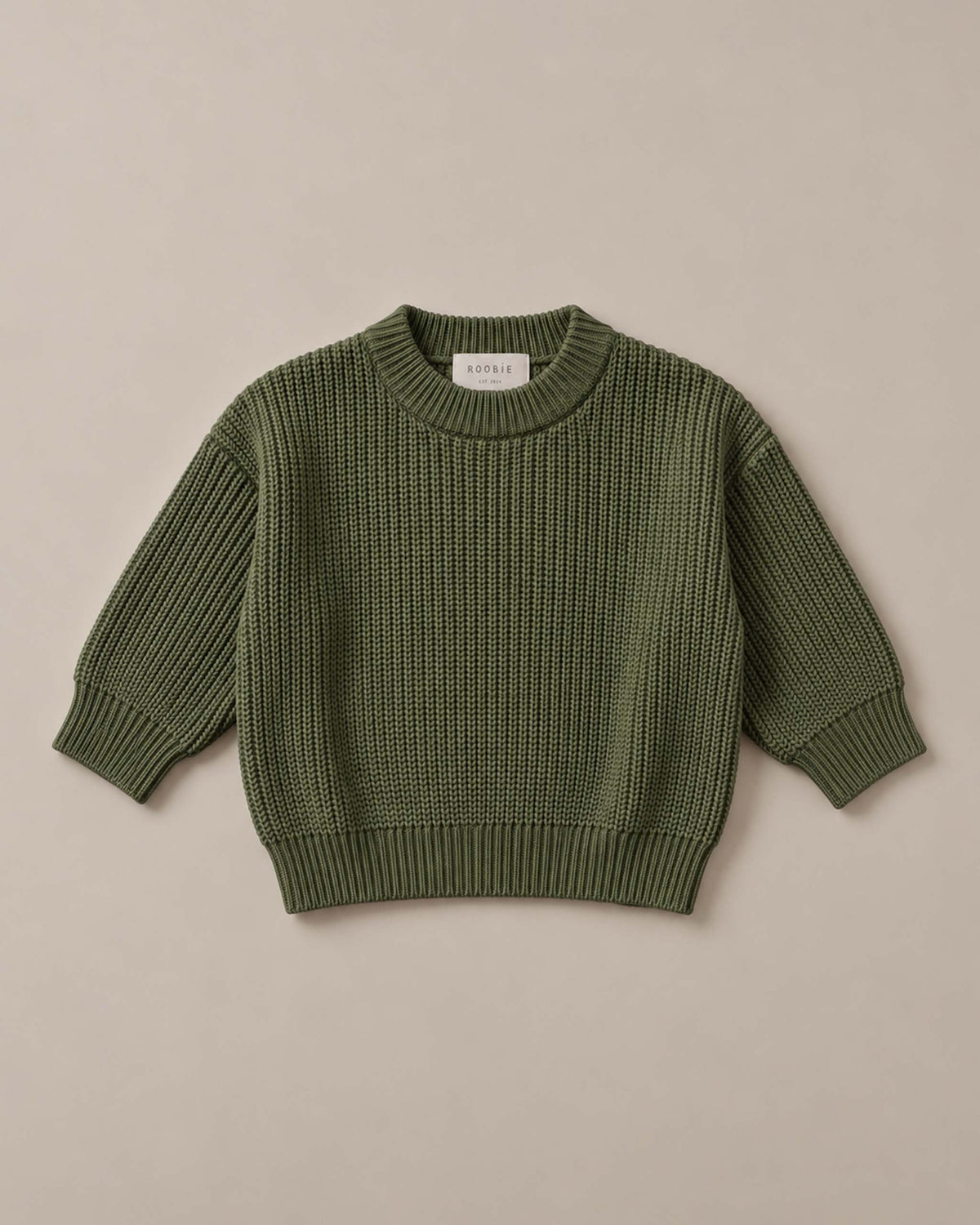 Oversized Cotton Chunky Knit Sweater - Kale Crunch
