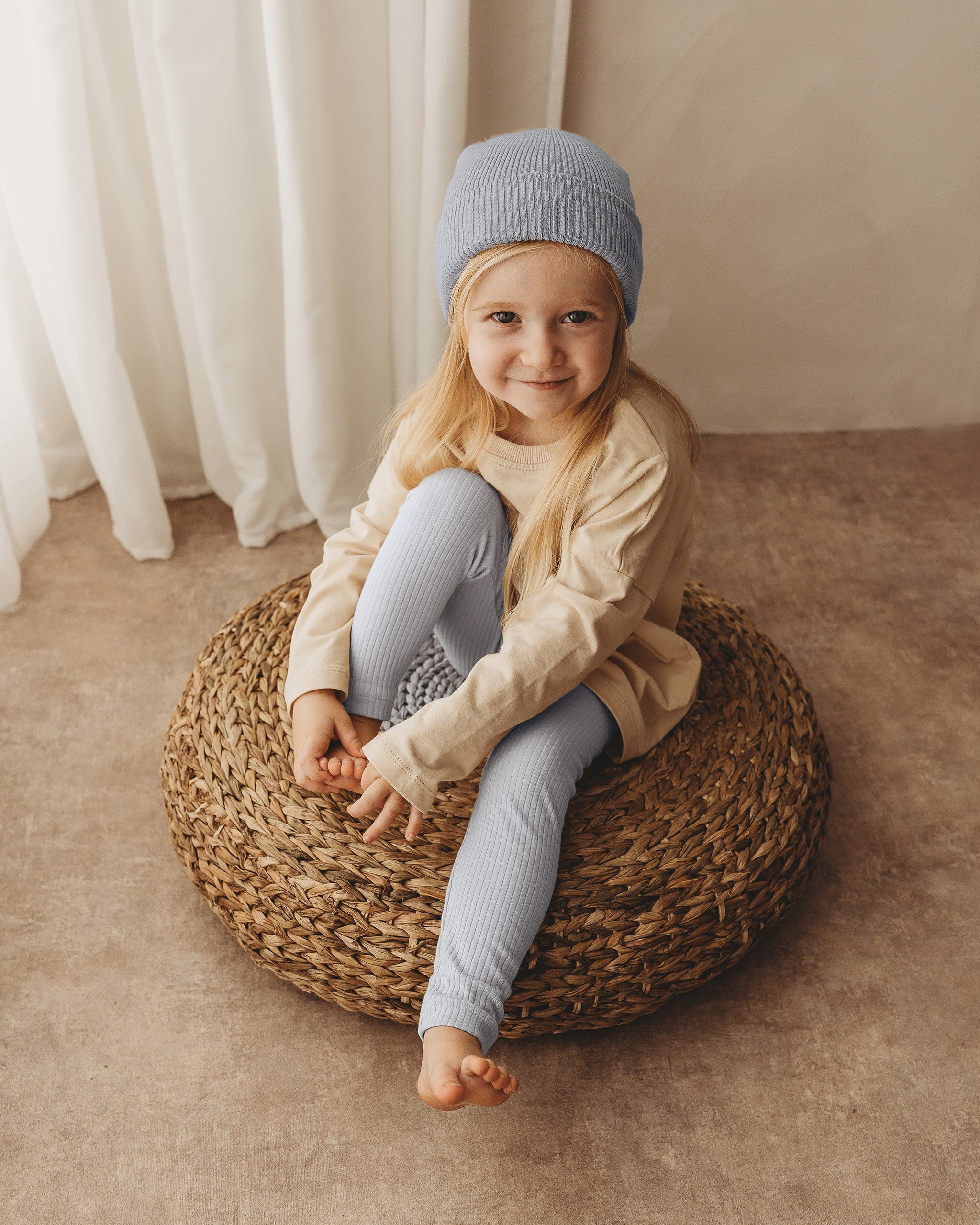 ROOBiE toddler leggings in BONDi BREEZE – blue ribbed toddler leggings, ideal for nursery and mix-and-match outfits