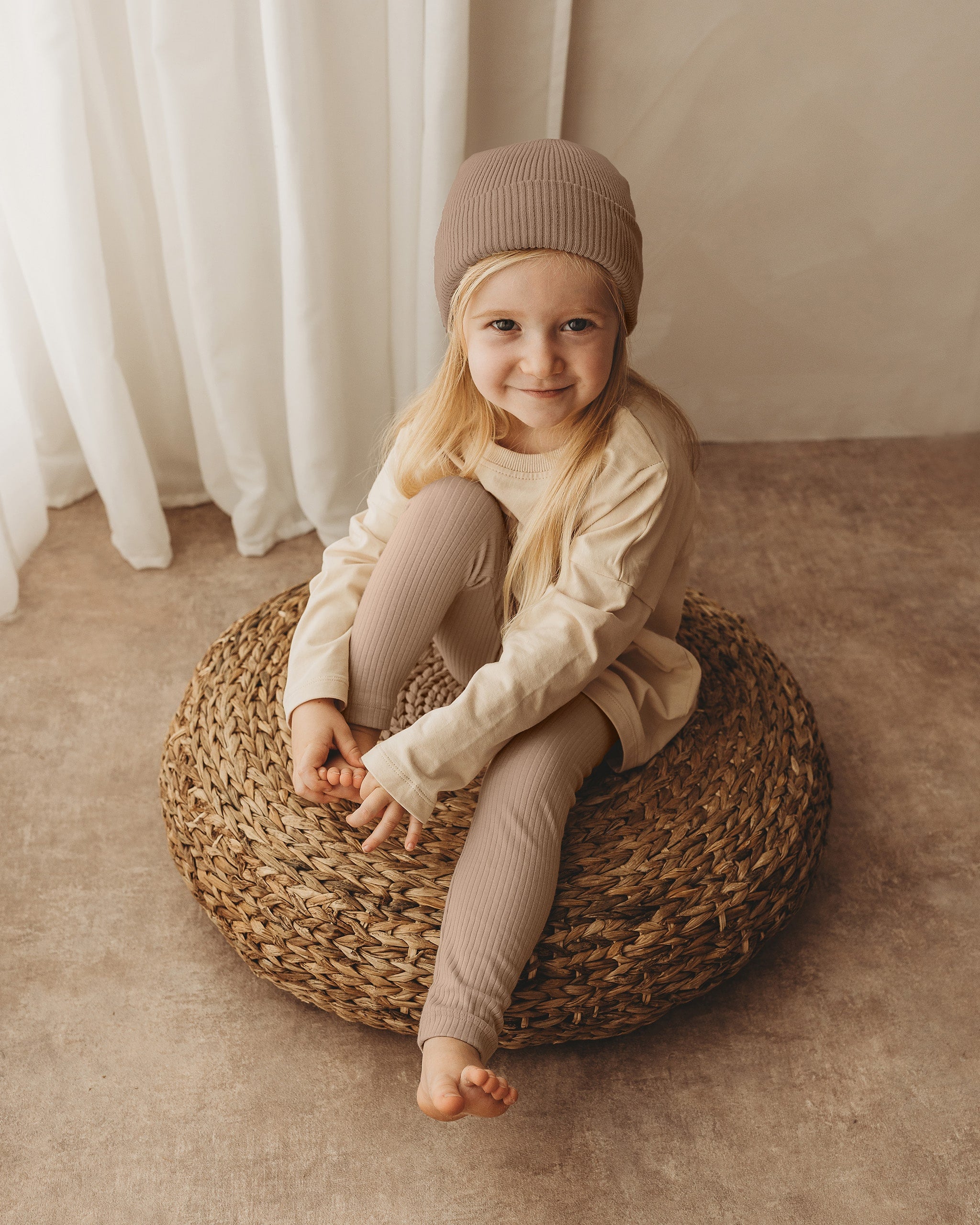 ROOBiE toddler leggings in CHOCCY BiCCY – brown ribbed toddler leggings, nursery-friendly capsule essential