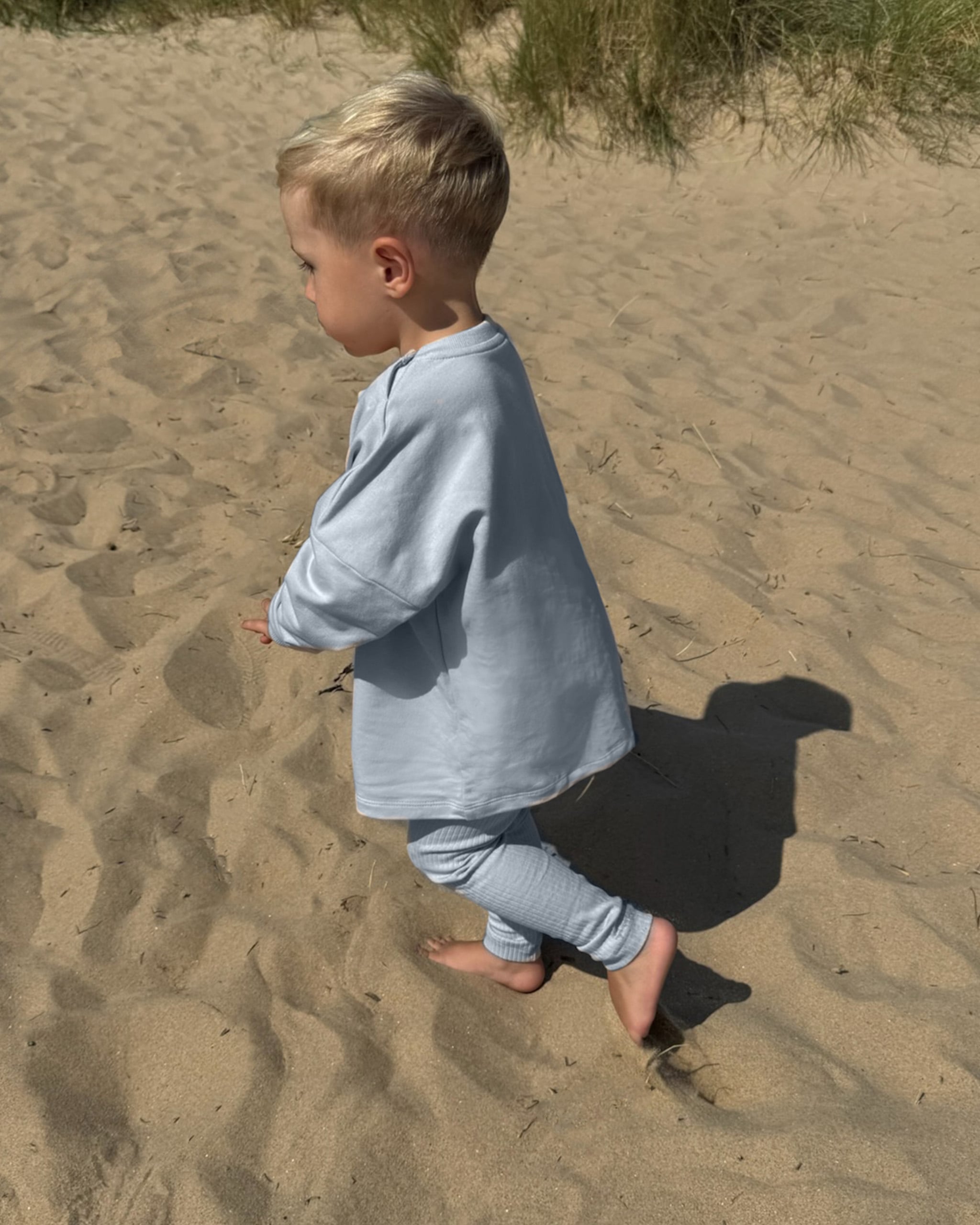 ROOBiE toddler long sleeve tee in BONDi BREEZE – blue ribbed toddler top, ideal for nursery and mix-and-match outfits