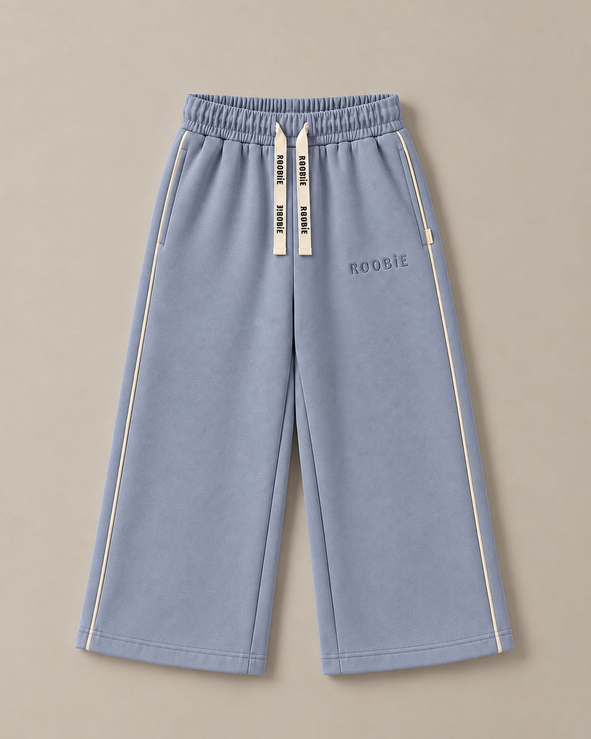 Reversible Cotton Wide Leg Joggers - Macadamia Milk + Bondi Breeze