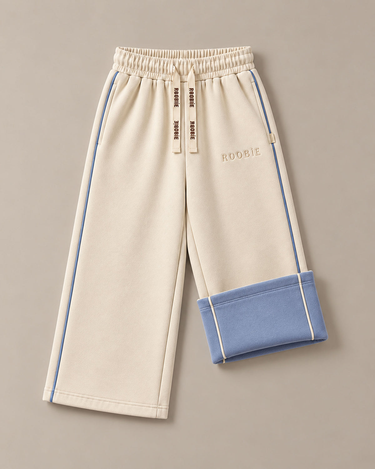 Reversible Cotton Wide Leg Joggers - Macadamia Milk + Bondi Breeze