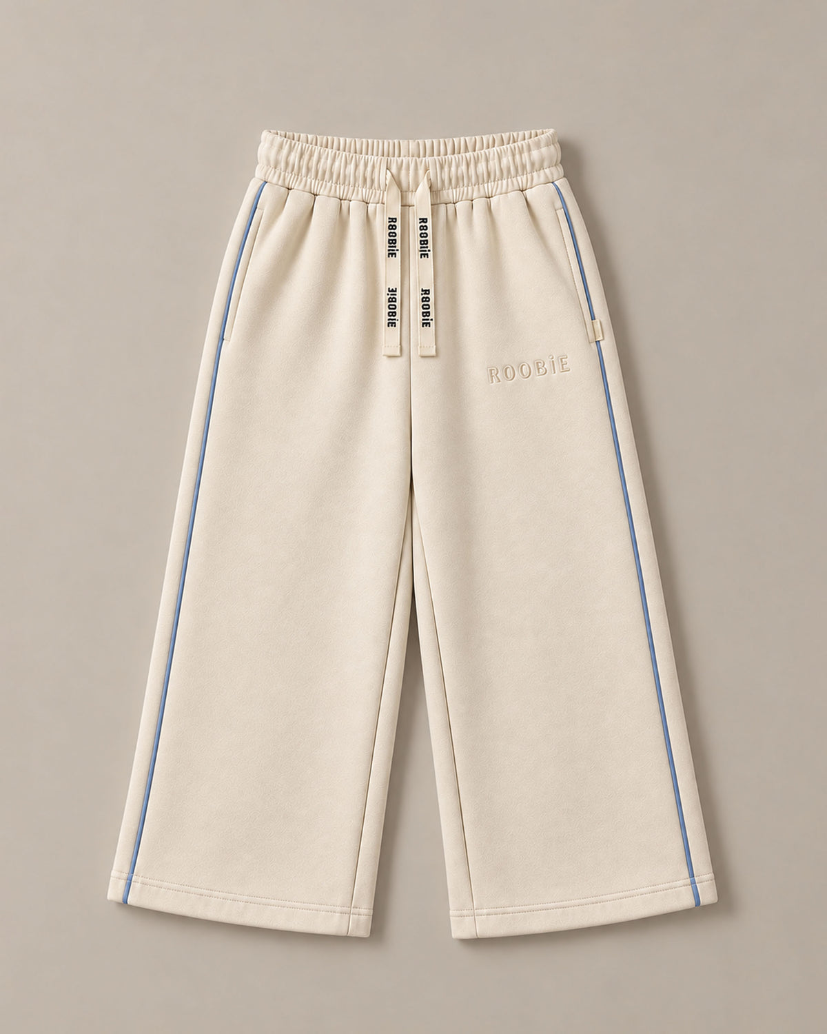 Reversible Cotton Wide Leg Joggers - Macadamia Milk + Bondi Breeze