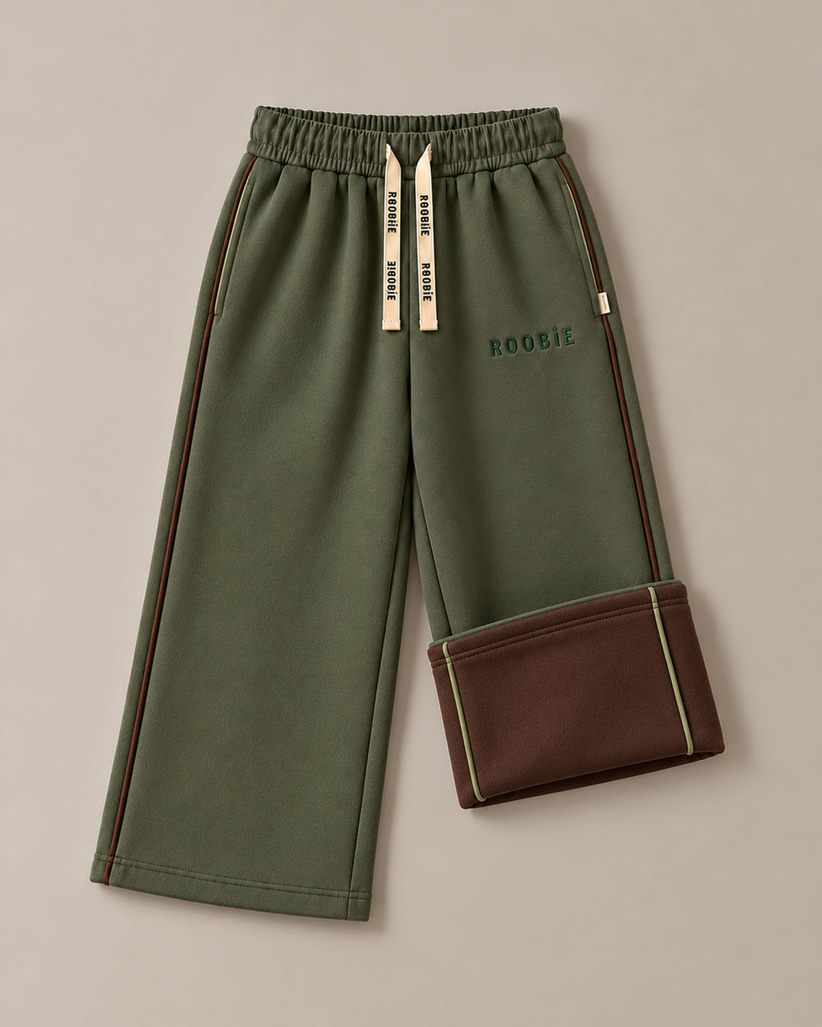 Reversible Cotton Wide Leg Joggers - Kale Crunch + Milo Milkshake