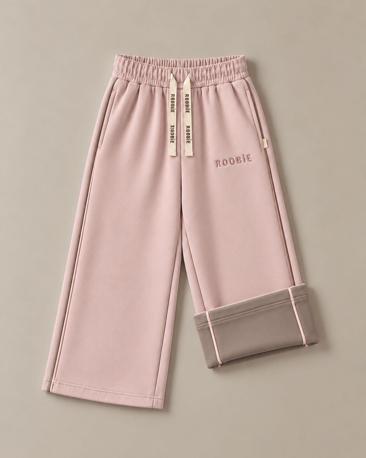 Reversible Cotton Wide Leg Joggers - Raspberry Whip + Choccy Biccy