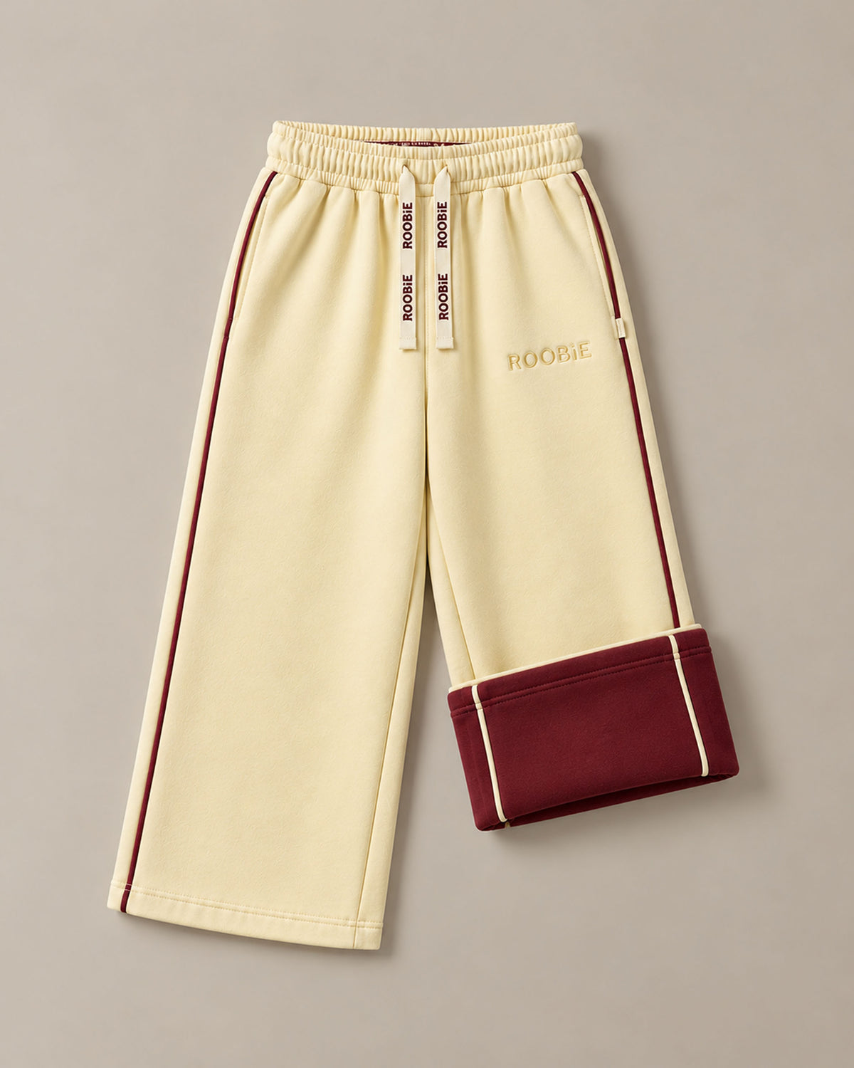 Reversible Cotton Wide Leg Joggers - Butter Swirl + Mum's Shiraz