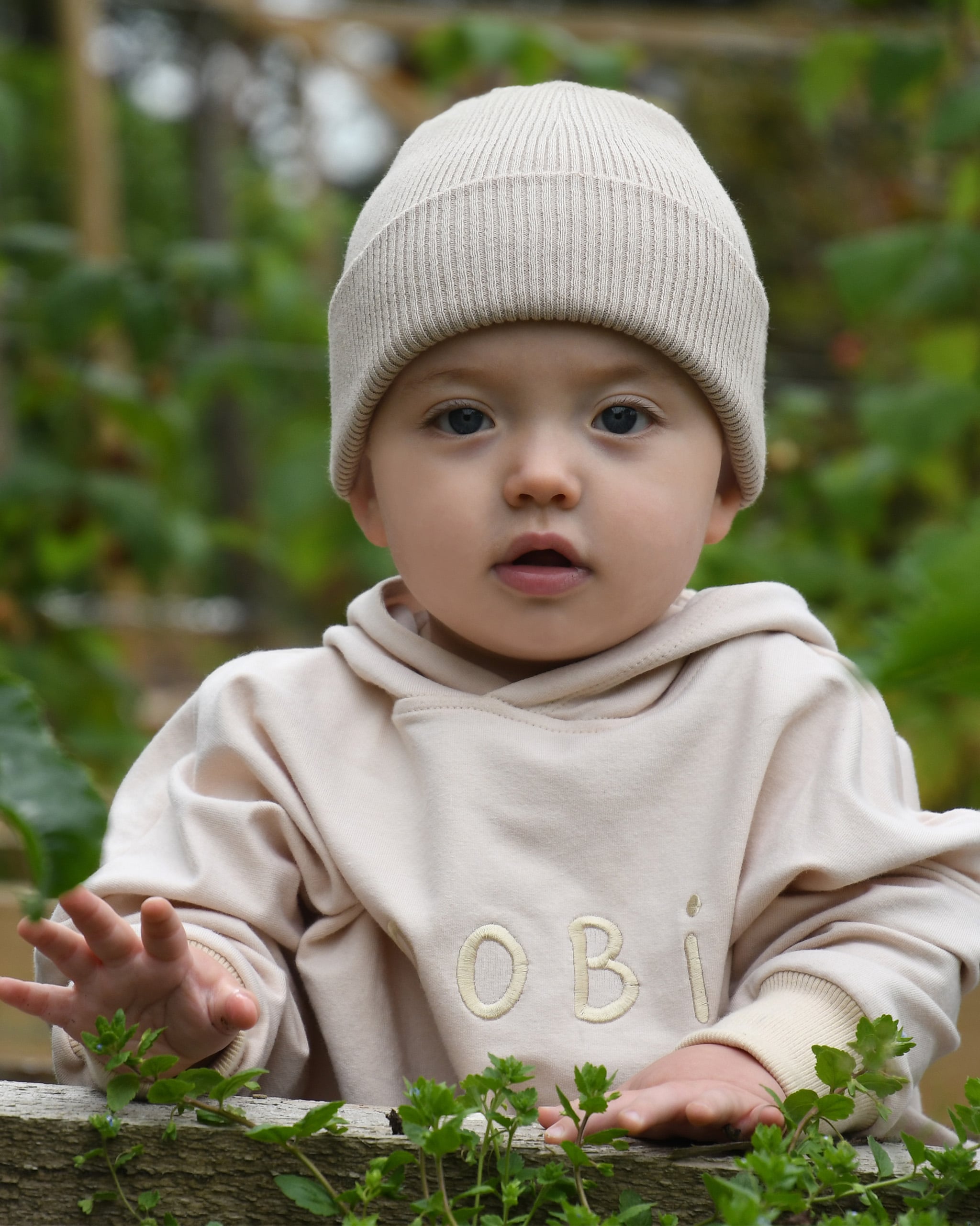 ROOBiE toddler beanie hat in MACADAMiA MiLK – beige ribbed knit beanie, capsule wardrobe accessory