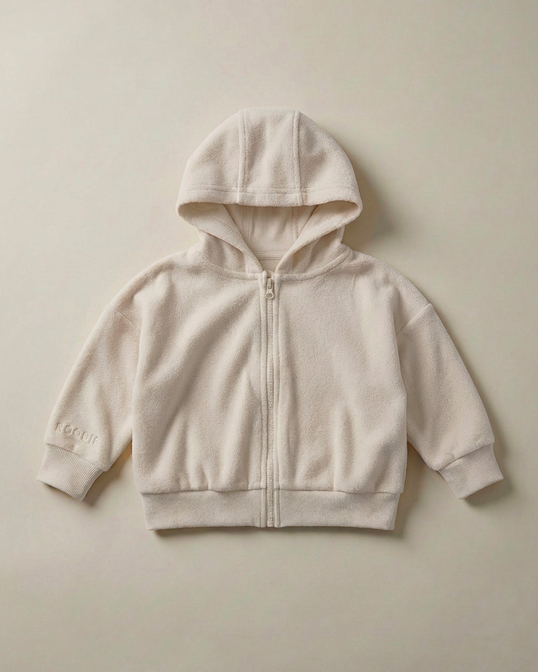 FLEECE ZiP UP HOODiE - MACADAMiA MiLK